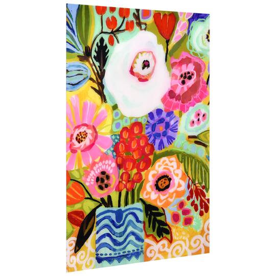 Empire Art Direct 32" x 48" Fresh Flowers in Vase II Frameless Free Floating Tempered Glass Wall Art